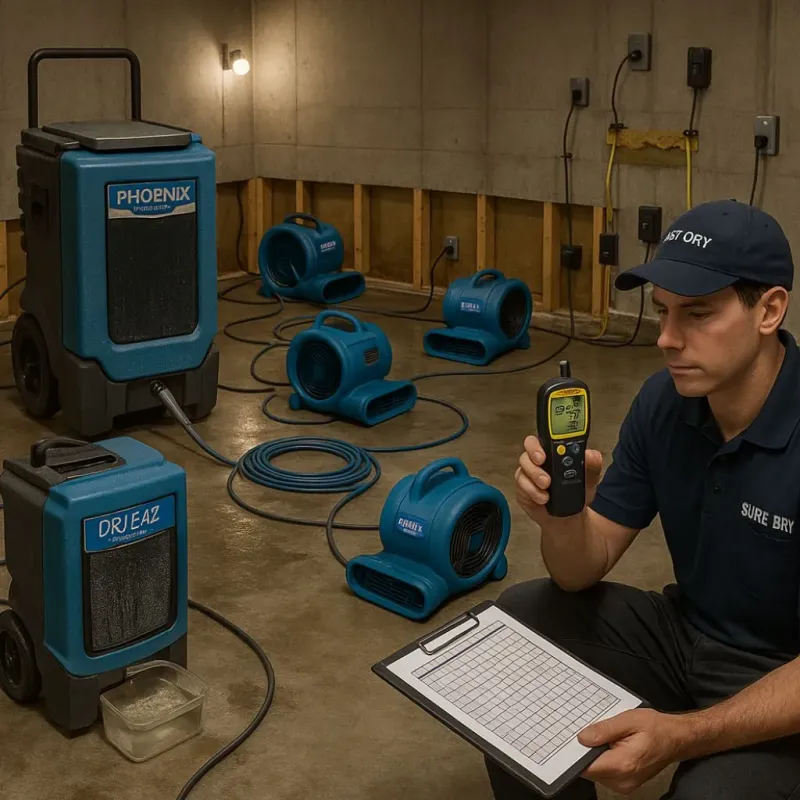 Structural Drying and Dehumidification process in Trainer, PA